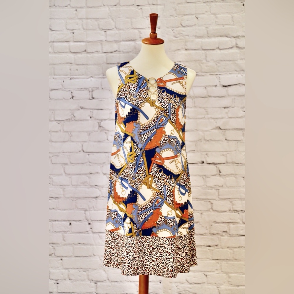 MSK Cheetah Baroque Print Shift Dress nwt